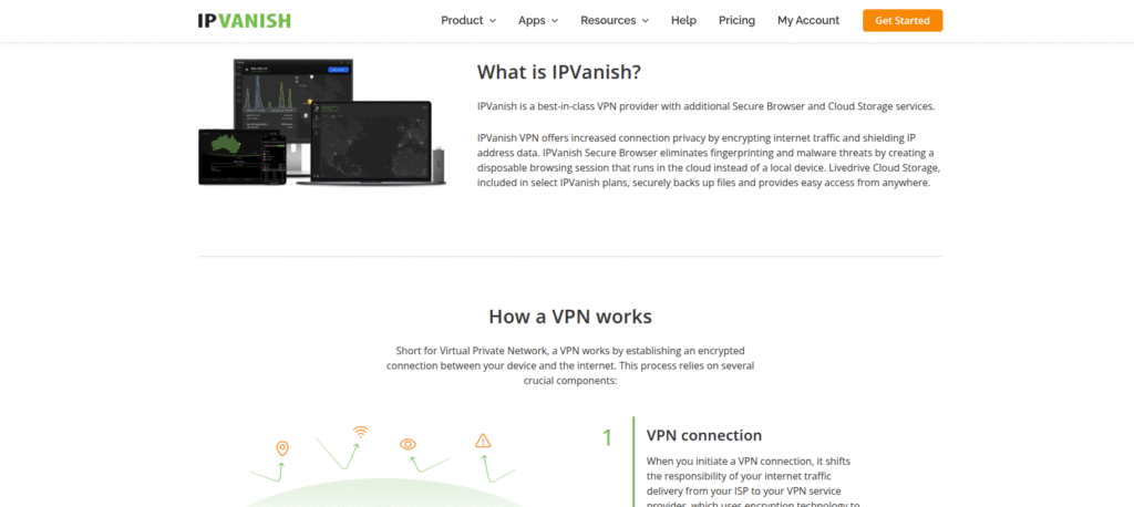 IPVanish real-time bandwidth monitoring dashboard