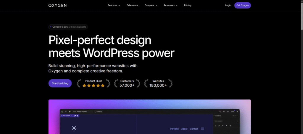 Oxygen WordPress website builder features