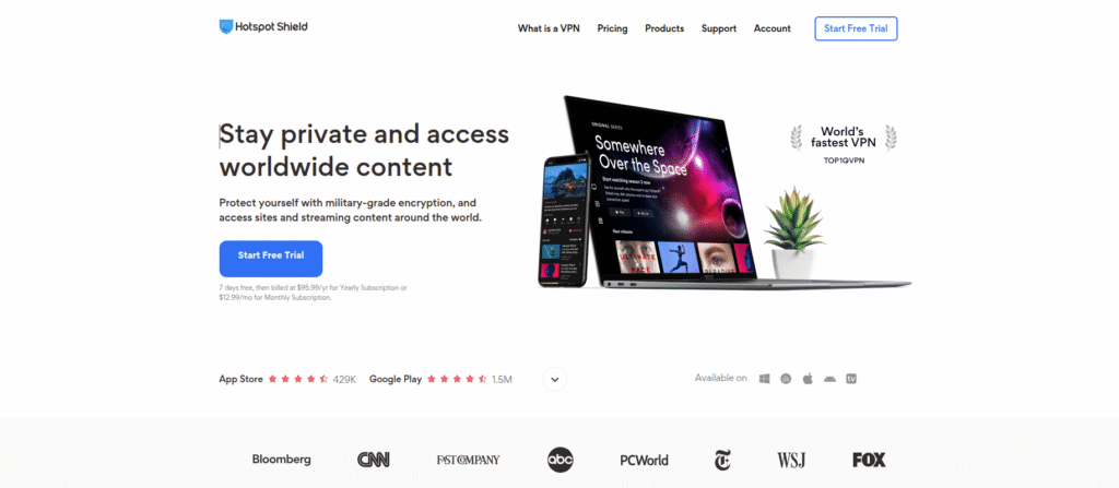 Hotspot Shield fast VPN service for Windows users