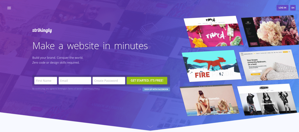 one page websites builder