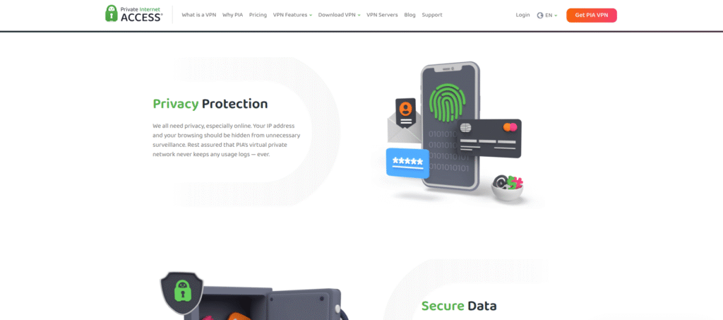 PIA Software interface 