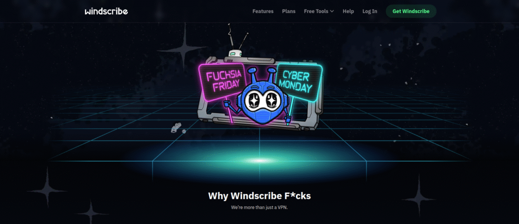 Windscribe interface showing server selection