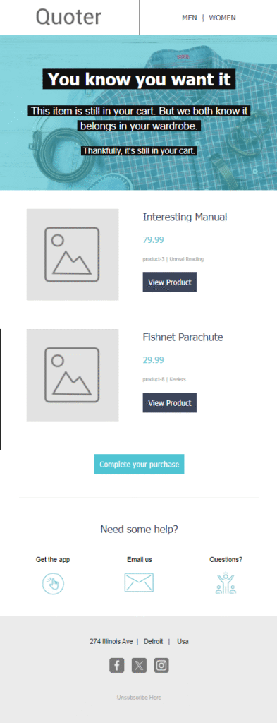 Abandoned Cart Email Template