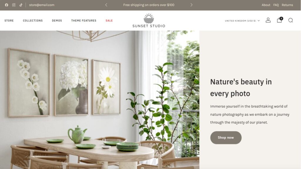 Sunset , Shopify Themes for Artists