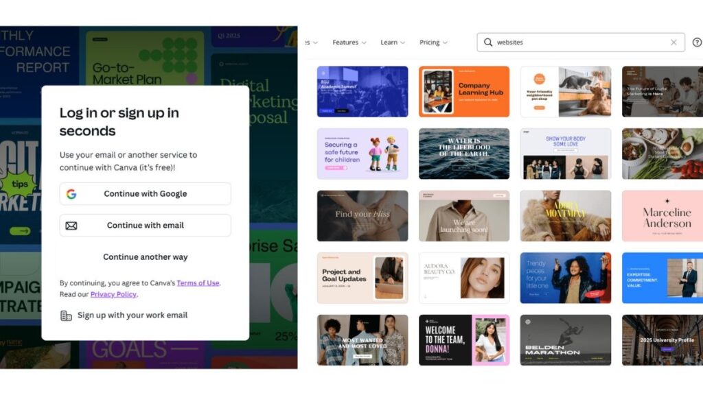 Canva Account, Canva Website Builder