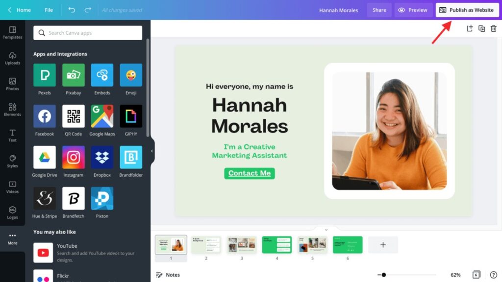 Publish Your Website for Free,
Canva Website Builder