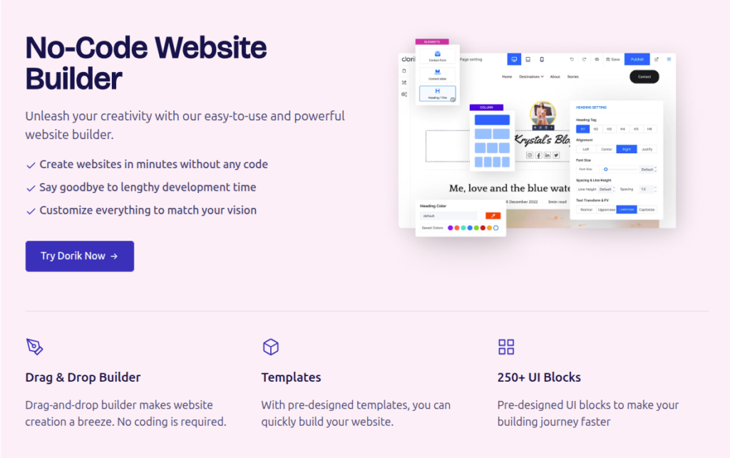 Dorik website builder for business