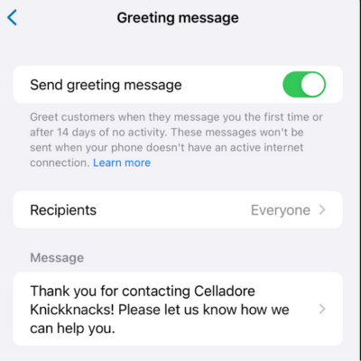 Enable Greeting Message Enable Greeting Message