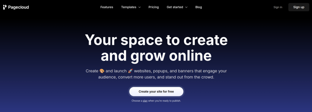 Pagecloud for creating websites
