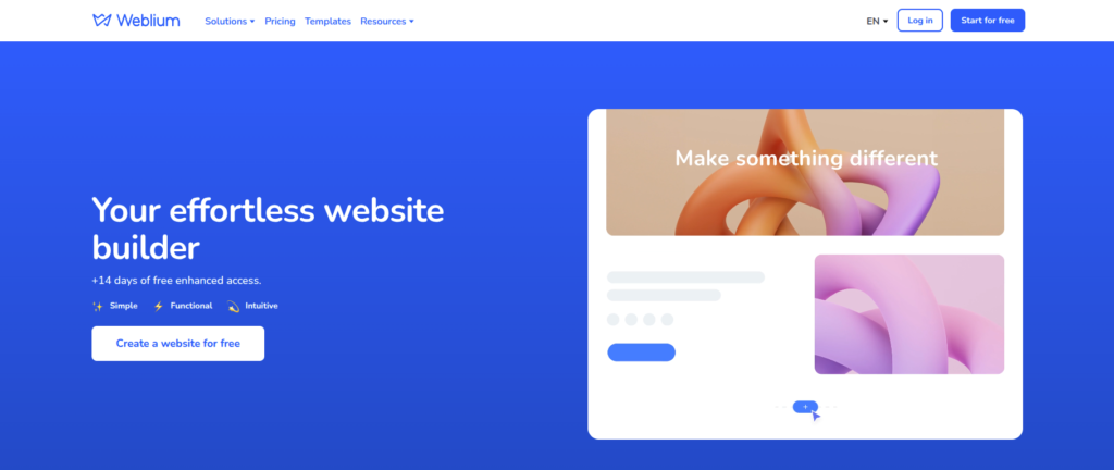 weblium website dashboard