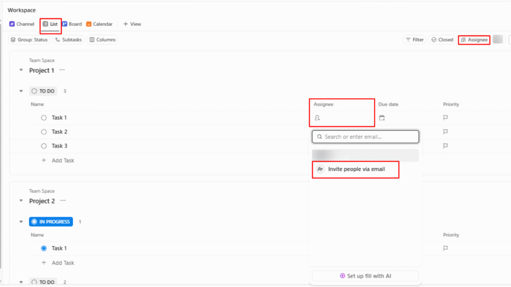 Assigning Tasks and Setting Priorities in ClickUp Project Management Software