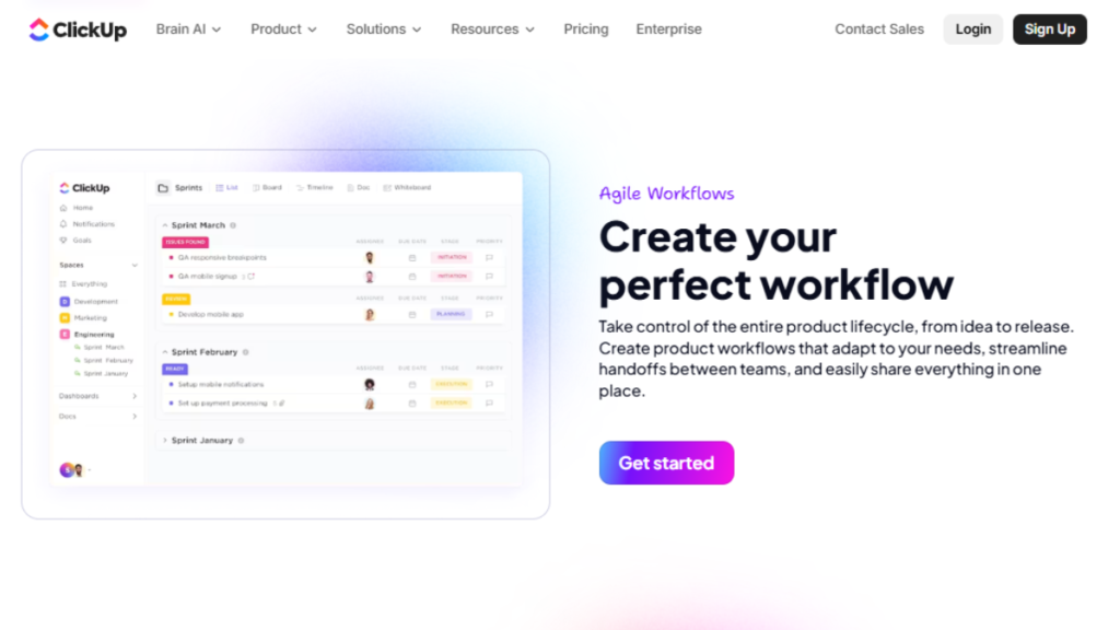 ClickUp Agile Project Management Tool.