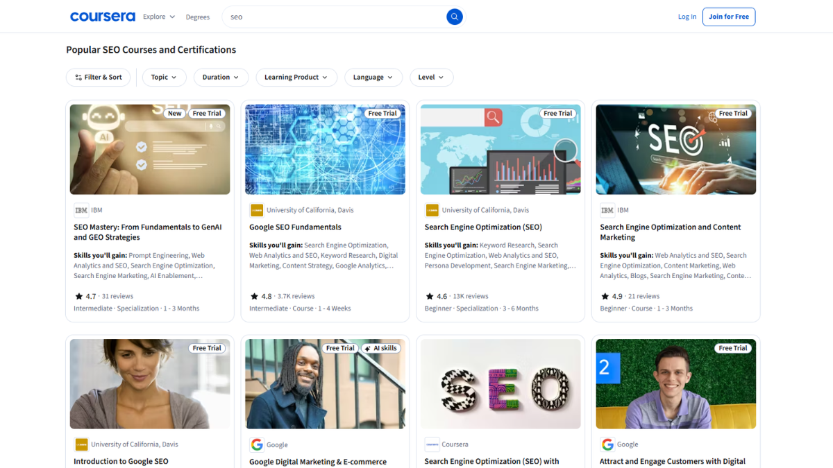 Coursera SEO Content Writing