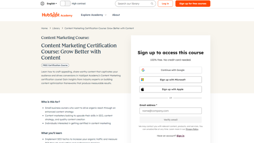 HubSpot Content Marketing Certification