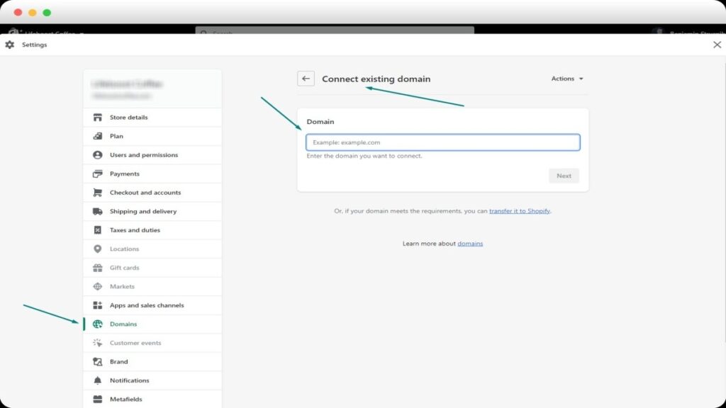 connect the domain, Build a Website on Shopify