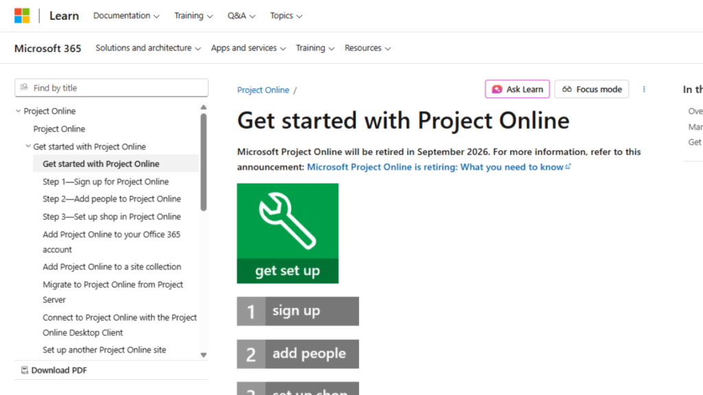 Project Online in Microsoft Project Management Software