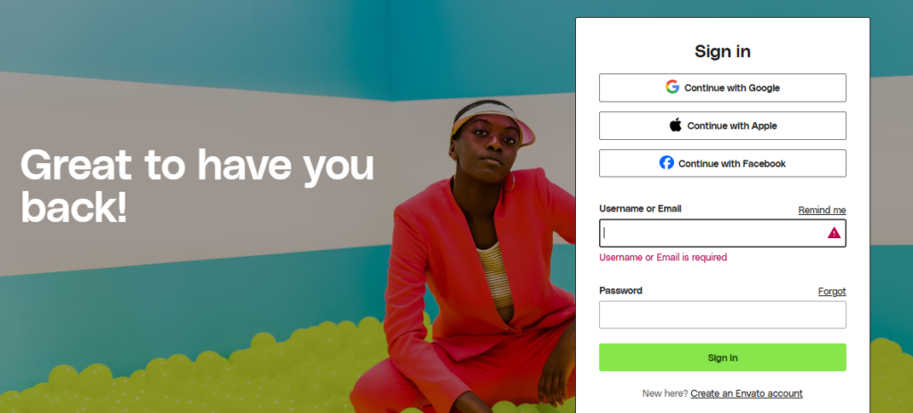 Sign In or Create an Envato Account
