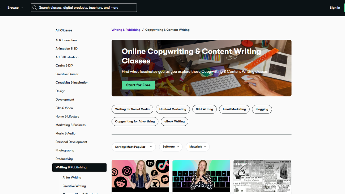 Skillshare Content Writing Course
