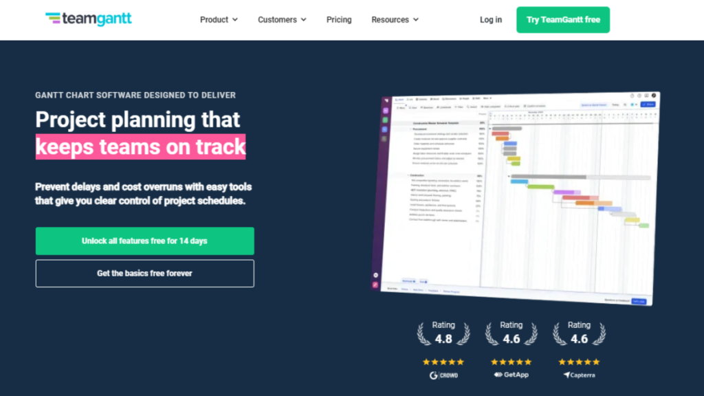 TeamGantt A Gantt Project Software